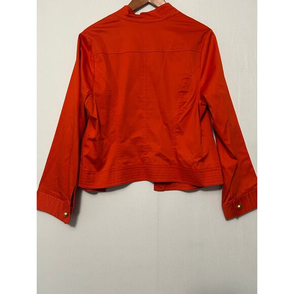 Lane Bryant Jacket Women's Plus Orange Open Front Animal Print Lining Stretch 16 - Picture 6 of 8